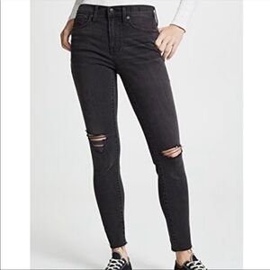 Madewell 9” High Rise Distressed Busted Knee Skinny Jeans